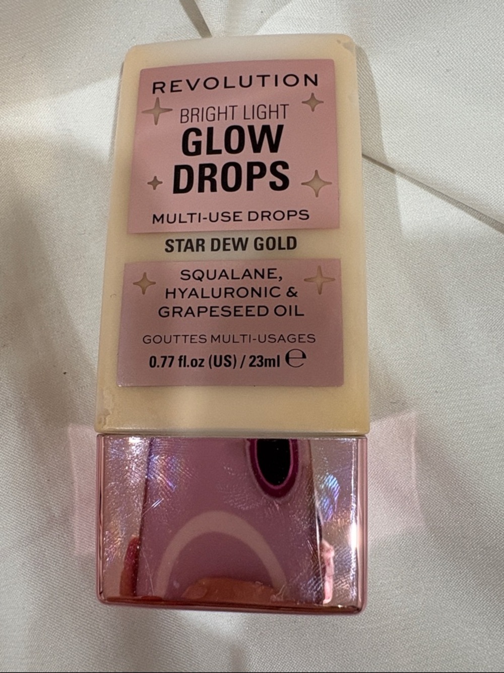 Revolution Bright Light Glow Drops - Gold with Pink Accent NEW UNUSED, NO BOX